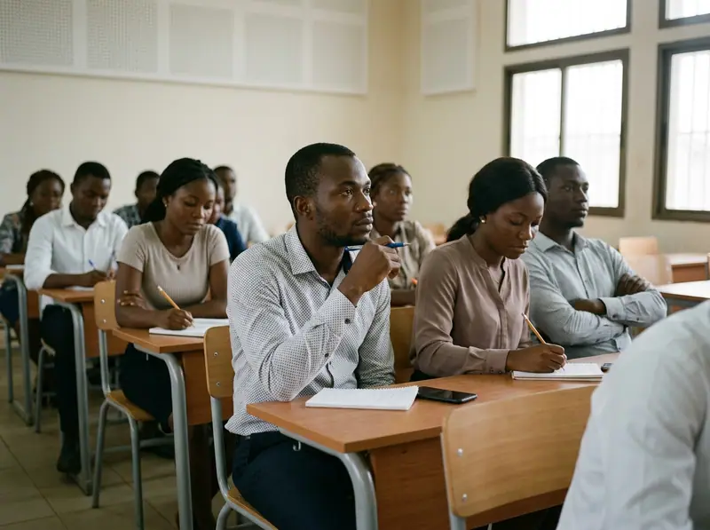 Aspiring entrepreneurs and students at a programme briefing session in Cameroon.